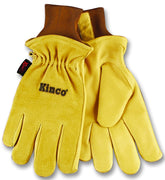Heatkeep 94HK-L Protective Gloves, Men's, L, 13 in L, Keystone Thumb, Knit Wrist Cuff, Pigskin Leather, Gold